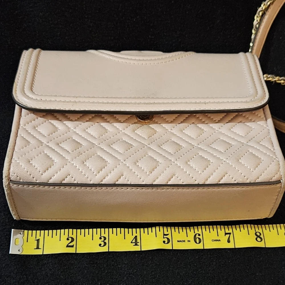 Tory Burch Elegant Fleming Blush Pink Quilted Shoulder Bag